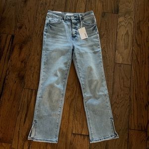 Super High Rise Straight Crop Jeans With Side Slit - Vervet By Flying Monkey